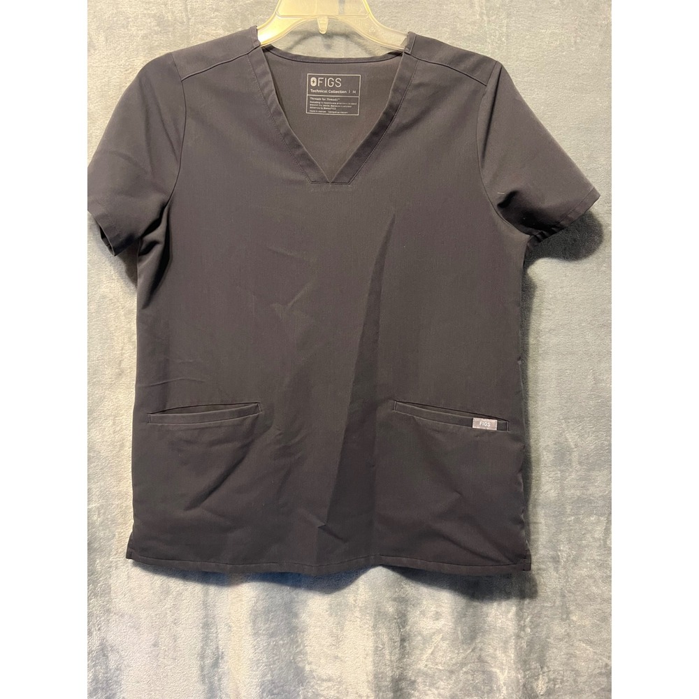 FIGS Technical Collection Womens V-Neck Scrub Top Graphite Gray Size Medium